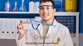  Presentation with scientist - PPT theme with young-arab-man-working background and a soft green colored foreground