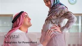  Presentation with muslim family - Cool new theme with young-arab-muslim-family backdrop and a coral colored foreground