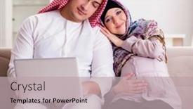  Presentation with muslim family - Cool new PPT layouts with young-arab-muslim-family backdrop and a mint green colored foreground