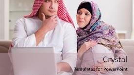  Presentation with muslim family - PPT layouts with young-arab-muslim-family background and a coral colored foreground