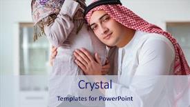  Presentation with muslim family - Cool new slides with young arab muslim family with pregnant wife expecting baby backdrop and a sky blue colored foreground