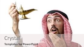  Presentation with arab - Slide deck featuring aladdin - young arab with lamp background and a lemonade colored foreground