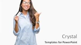  Presentation with credit card - Amazing theme having young-arab-woman-holding-credit backdrop and a  colored foreground