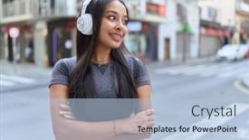  Presentation with arab music - Presentation design enhanced with young-arab-woman-listening background and a light blue colored foreground