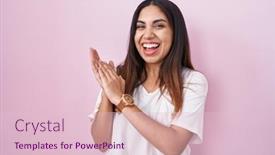  Presentation with joyful - Presentation theme with young-arab-woman-standing-over background and a lemonade colored foreground