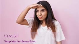  Presentation with far away - Presentation theme consisting of young-arab-woman-standing-over background and a lemonade colored foreground