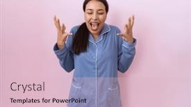  Presentation with pajama - Slide set enhanced with young-arab-woman-wearing-blue background and a lemonade colored foreground