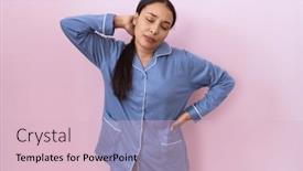  Presentation with pajama - Slide set featuring young-arab-woman-wearing-blue background and a lemonade colored foreground