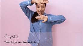  Presentation with pajama - Slide deck with young-arab-woman-wearing-blue background and a lemonade colored foreground