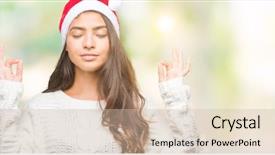  Presentation with yoga and meditation - Cool new presentation with young arab woman wearing christmas backdrop and a soft green colored foreground