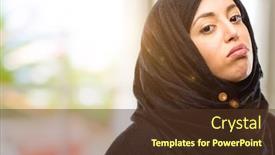  Presentation with overworked - Audience pleasing slide set consisting of young arab woman wearing hijab with sleepy expression being overworked and tired backdrop and a tawny brown colored foreground