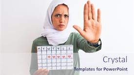  Presentation with hijab - Amazing presentation theme having young-arab-woman-wearing-hijab backdrop and a sky blue colored foreground