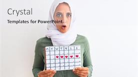  Presentation with hijab - Colorful slide deck enhanced with young-arab-woman-wearing-hijab backdrop and a white colored foreground