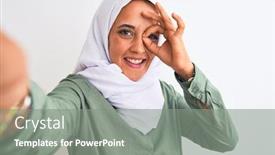  Presentation with hijab - Theme with young-arab-woman-wearing-hijab background and a gray colored foreground