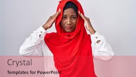  Presentation with traditional - PPT theme consisting of young-arab-woman-wearing-traditional background and a red colored foreground