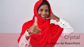  Presentation with traditional - PPT theme enhanced with young-arab-woman-wearing-traditional background and a red colored foreground