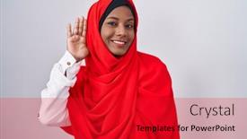  Presentation with traditional - Presentation theme enhanced with young-arab-woman-wearing-traditional background and a  colored foreground