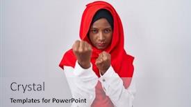  Presentation with traditional - Theme having young-arab-woman-wearing-traditional background and a light gray colored foreground