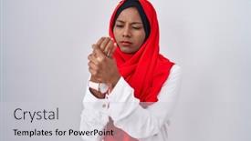  Presentation with inflammation - Presentation theme featuring young-arab-woman-wearing-traditional background and a light gray colored foreground