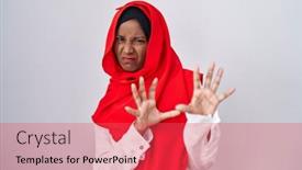  Presentation with islamic - Slide set having young-arab-woman-wearing-traditional background and a red colored foreground