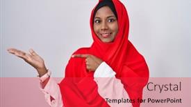  Presentation with islamic - Presentation with young-arab-woman-wearing-traditional background and a red colored foreground