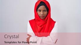  Presentation with islamic - Slides having young-arab-woman-wearing-traditional background and a  colored foreground