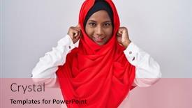 Presentation with islamic - PPT theme consisting of young-arab-woman-wearing-traditional background and a red colored foreground