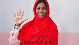  Presentation with hijab - Slide deck featuring young-arab-woman-wearing-traditional background and a  colored foreground