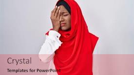  Presentation with face pain - Presentation theme with young-arab-woman-wearing-traditional background and a  colored foreground