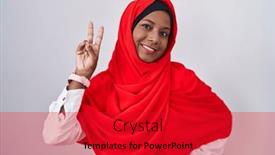  Presentation with hijab - Presentation theme enhanced with young-arab-woman-wearing-traditional background and a red colored foreground