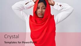  Presentation with traditional - Presentation theme enhanced with young-arab-woman-wearing-traditional background and a  colored foreground