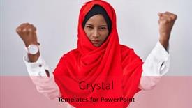  Presentation with traditional - Slide deck featuring young-arab-woman-wearing-traditional background and a red colored foreground