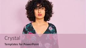  Presentation with pink simple - Presentation design with young arab woman with curly hair wearing floral dress over isolated pink background relaxed with serious expression on face simple and natural looking at the camera background and a soft green colored foreground