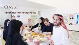  Presentation with family islamic - Slide set consisting of young-arabian-man-having-iftar background and a sky blue colored foreground