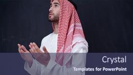  Presentation with black man fashion - Cool new presentation theme with young-arabian-man-in-traditional backdrop and a ocean colored foreground