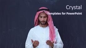  Presentation with black man fashion - Presentation theme having young-arabian-man-in-traditional background and a tawny brown colored foreground