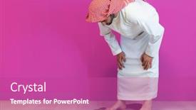  Presentation with muslim - PPT theme having young-arabian-muslim-man background and a coral colored foreground