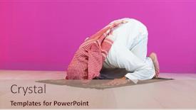  Presentation with muslim - Presentation theme enhanced with young-arabian-muslim-man background and a coral colored foreground
