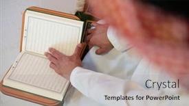  Presentation with feast - PPT layouts with young-arabian-muslim-man background and a light gray colored foreground