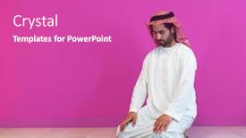  Presentation with iftar - Theme enhanced with young-arabian-muslim-man background and a  colored foreground