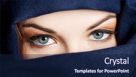  Presentation with arabic woman - Beautiful PPT theme featuring young arabian woman in hijab backdrop and a navy blue colored foreground