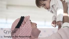  Presentation with arabic kids - PPT layouts featuring young-arabic-father-and-kids background and a coral colored foreground
