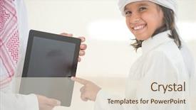  Presentation with arabic kids - Cool new slides with young-arabic-father-and-kids backdrop and a sky blue colored foreground