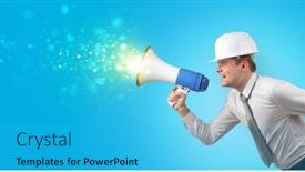  Presentation with sounds - Slide set enhanced with young-architect-constructor-yelling background and a cyan colored foreground