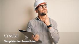  Presentation with inspector - Beautiful PPT layouts featuring young-architect-inspector-man-wearing backdrop and a coral colored foreground