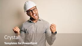  Presentation with builder - Cool new PPT layouts with young-architect-man-wearing-builder backdrop and a coral colored foreground