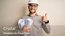  Presentation with contractor - Slide deck enhanced with young-architect-man-wearing-contractor background and a gray colored foreground