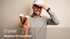  Presentation with shame - Beautiful presentation featuring young-architect-man-wearing-contractor backdrop and a coral colored foreground