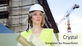  Presentation with civil engineer - Beautiful slides featuring young architect or civil engineer backdrop and a soft green colored foreground