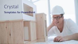  Presentation with solutions - Presentation featuring young architect pondering solutions background and a sky blue colored foreground